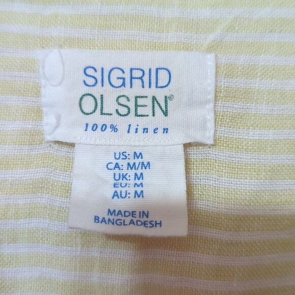 Sigrid Olsen Linen Stripe Button Down Shirt M - Picture 3 of 7